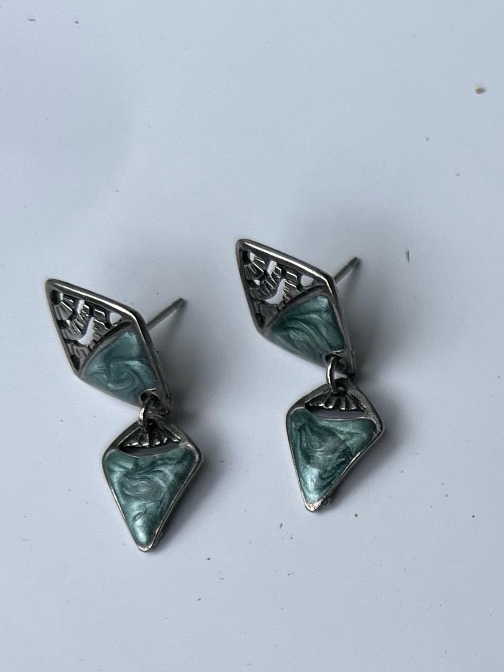 Sterling Silver Faceted Teardrop Dangle Earrings
